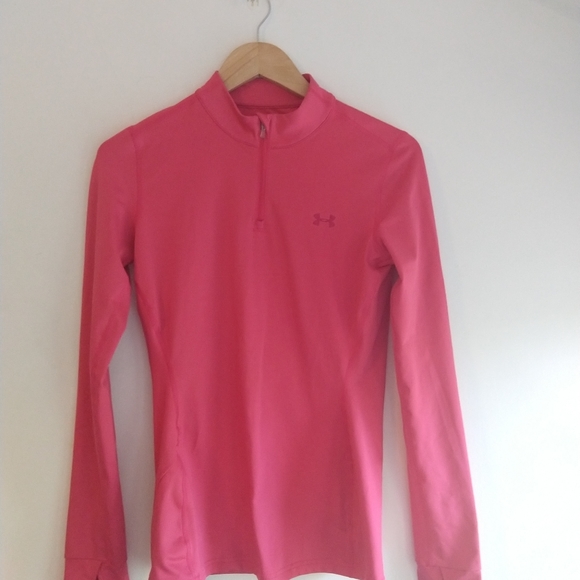 UNDER ARMOUR Fitted 1/4 Zip Hot Pink Long Sleeve - Picture 6 of 11